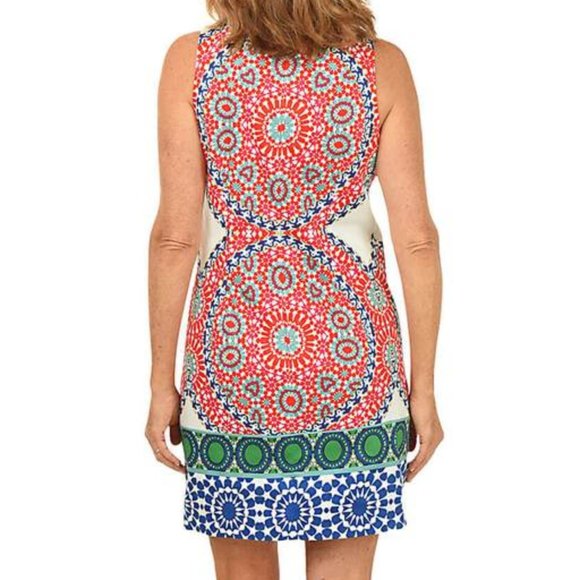 NWT London Times red & blue medallion print summer dress, 4 - Picture 2 of 9